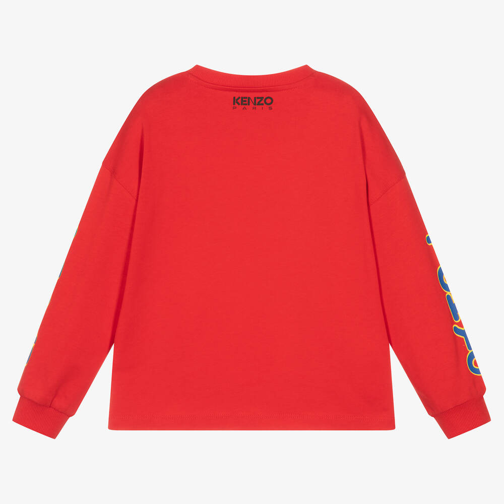 KENZO Boys Red Cotton Frog Patch Top
