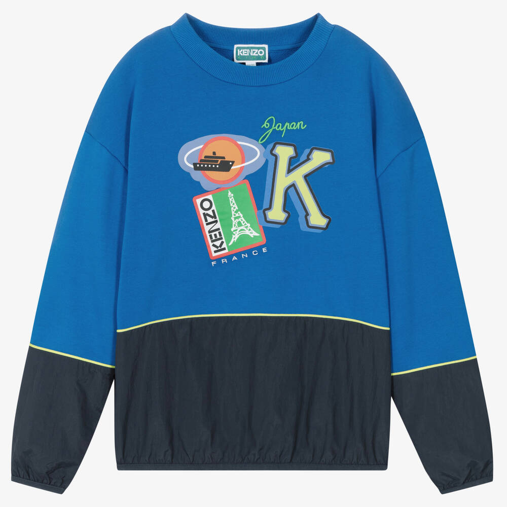 Kenzo Blue Cotton Logo Sweatshirt