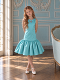 Satin Drop-Waist Turquoise Dress