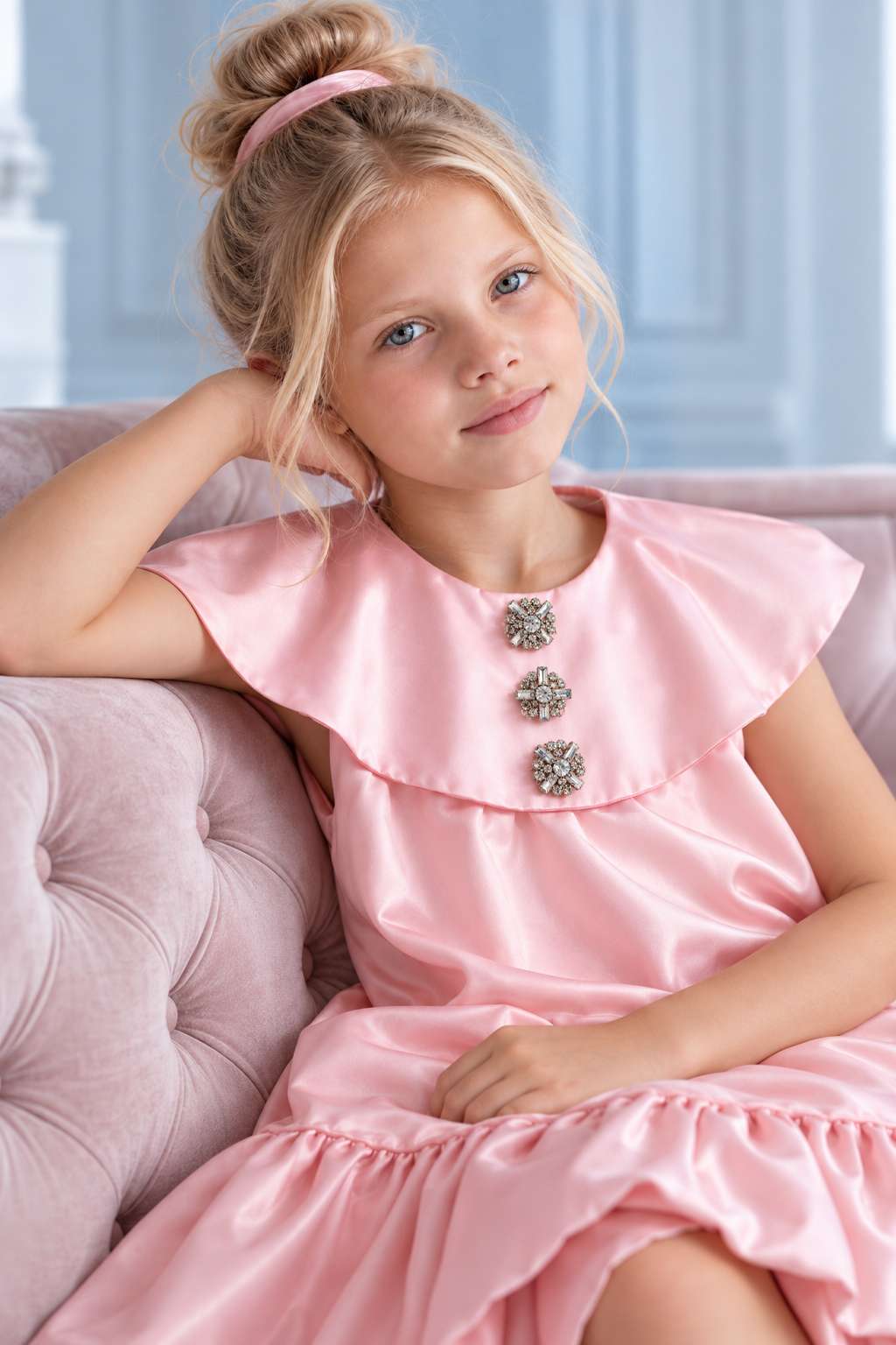 Elegant Ruffle Tiered A-Line Party Dress for Girls