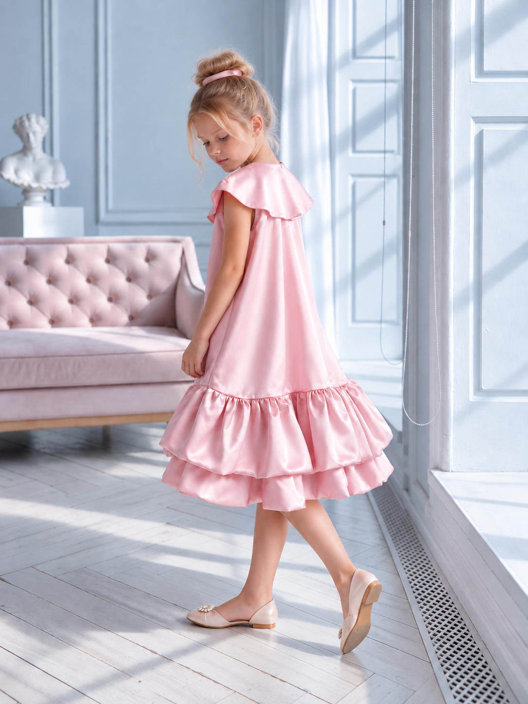 Elegant Ruffle Tiered A-Line Party Dress for Girls