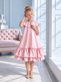 Elegant Ruffle Tiered A-Line Party Dress for Girls