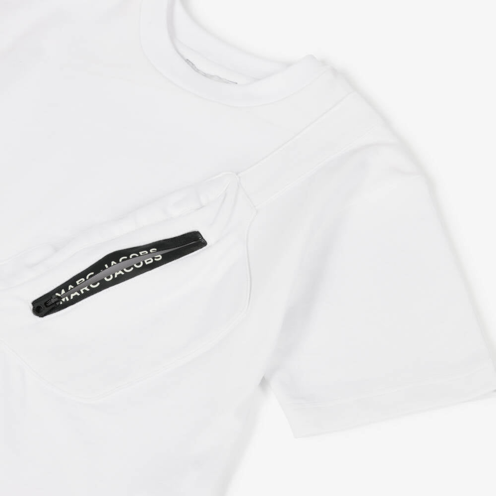 NEW!! MARC JACOBS Boys White Cotton Biker Belt Bag T-Shirt