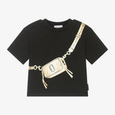 NEW!    JACOBS Girls Black Bag Print Cotton T-Shirt