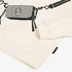 NEW!     MARC JACOBS Girls Ivory Cotton Snapshot Bag Hoodie