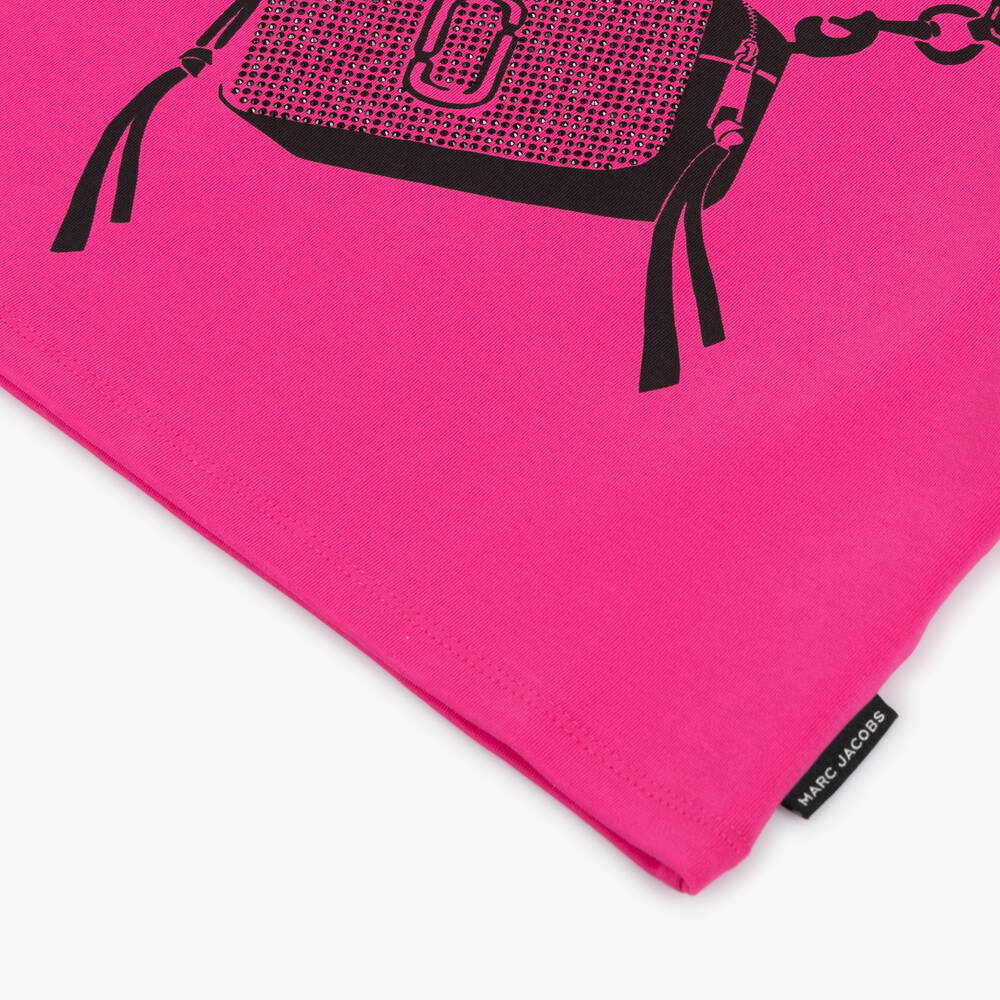 NEW!   MARC JACOBS Girls Pink Bag Print Cotton T-Shirt