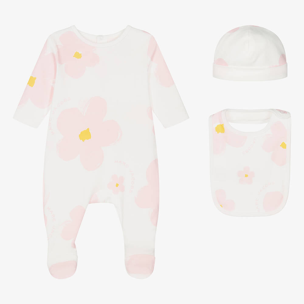 NEW!! MARC JACOBS Girls White & Pink Cotton Babygrow Set