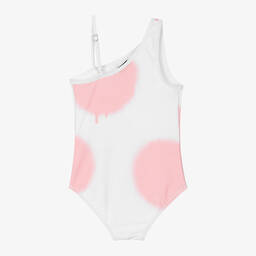 MARC JACOBS Girls White & Pink Spray Paint Swimsuit