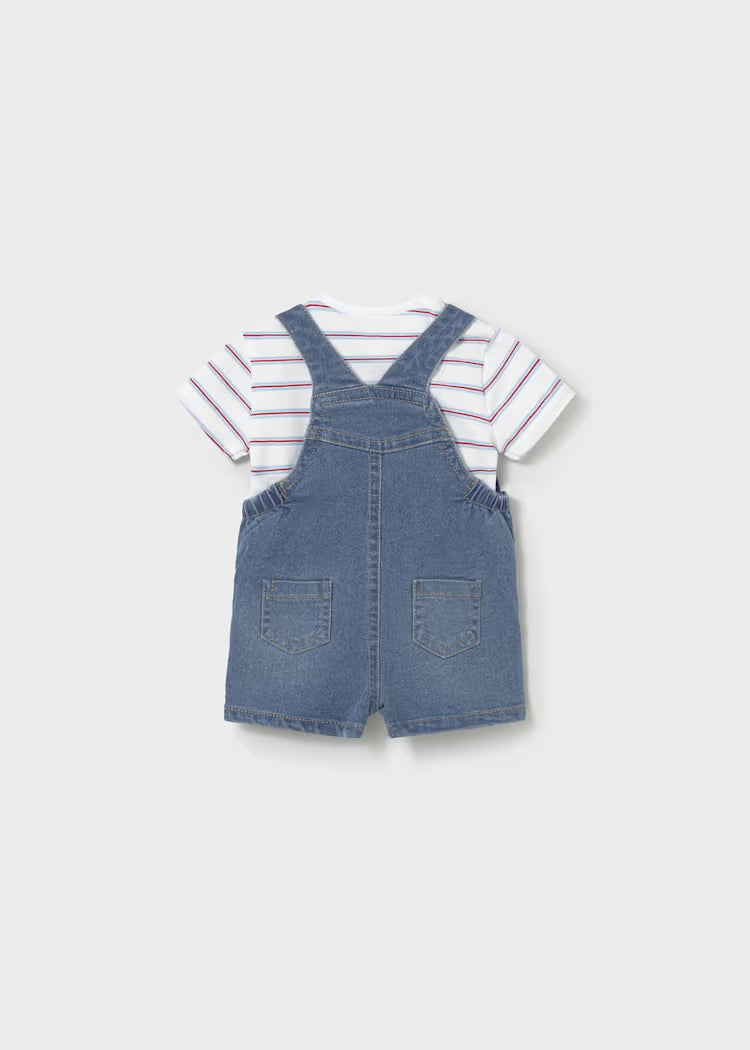 Mayoral - Newborn Boy Dungaree & T-Shirt Set - Denim