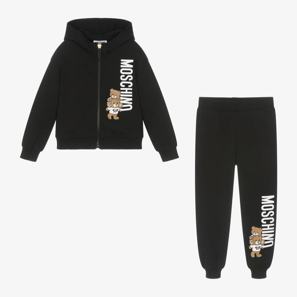 NEW!    Moschino Kid-Teen Black Cotton Tracksuit