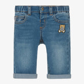 NEW!   Moschino Baby Blue Denim Teddy Logo Jeans