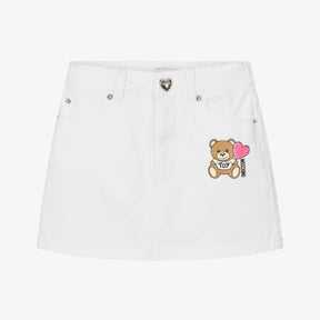 NEW!!  Moschino Girls Ivory Denim Skirt