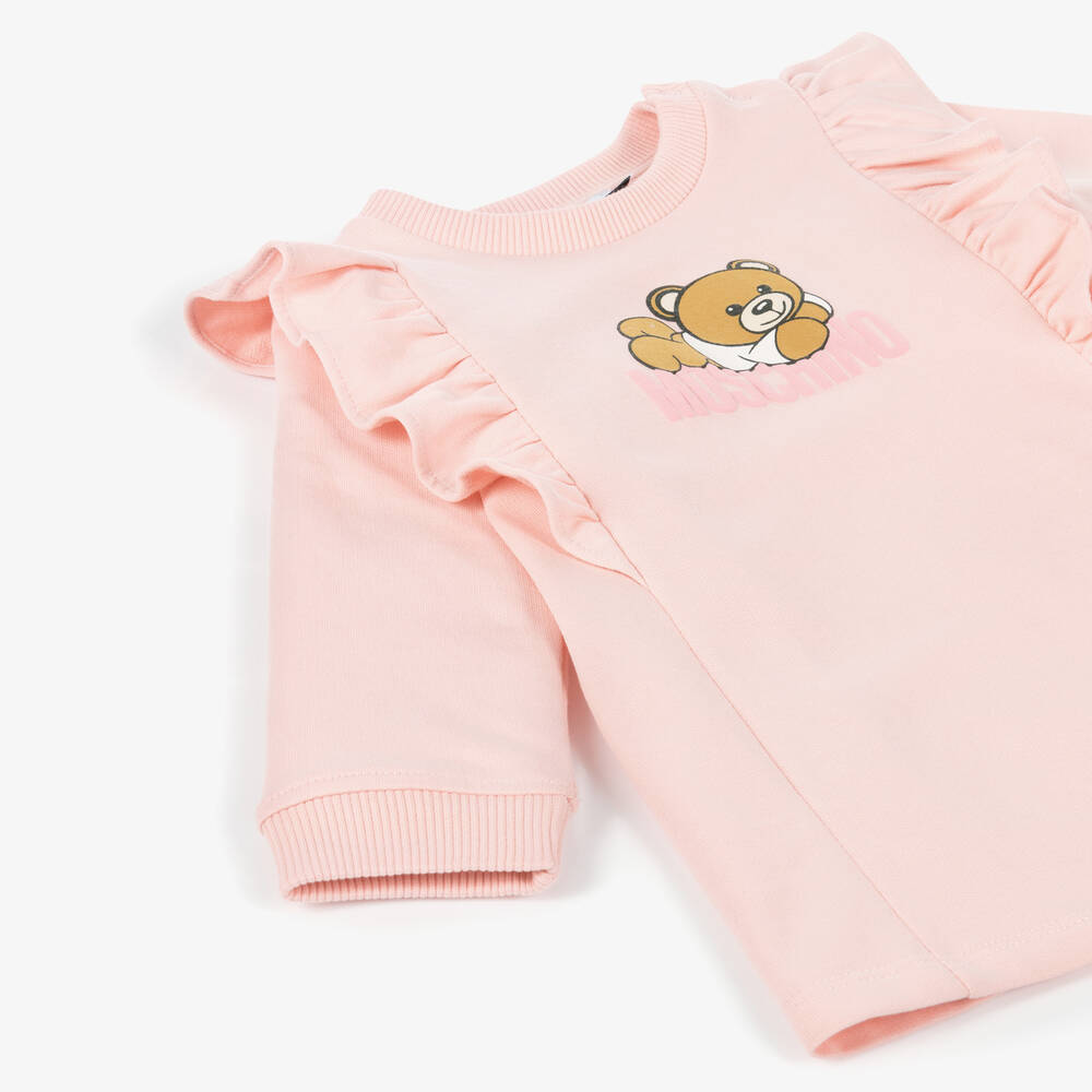 NEW!    Moschino Baby Girls Pink Organic Cotton Dress