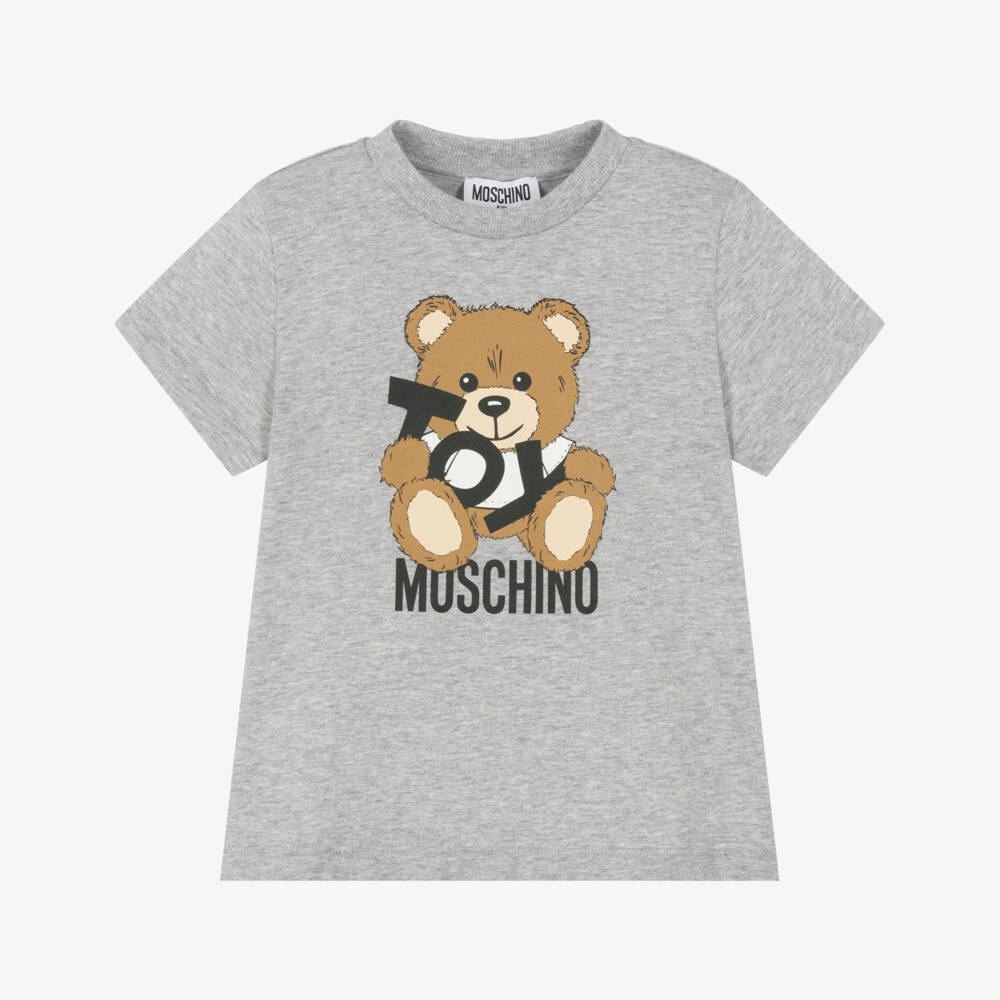 NEW!!   Moschino Grey Cotton Teddy Bear T-Shirt