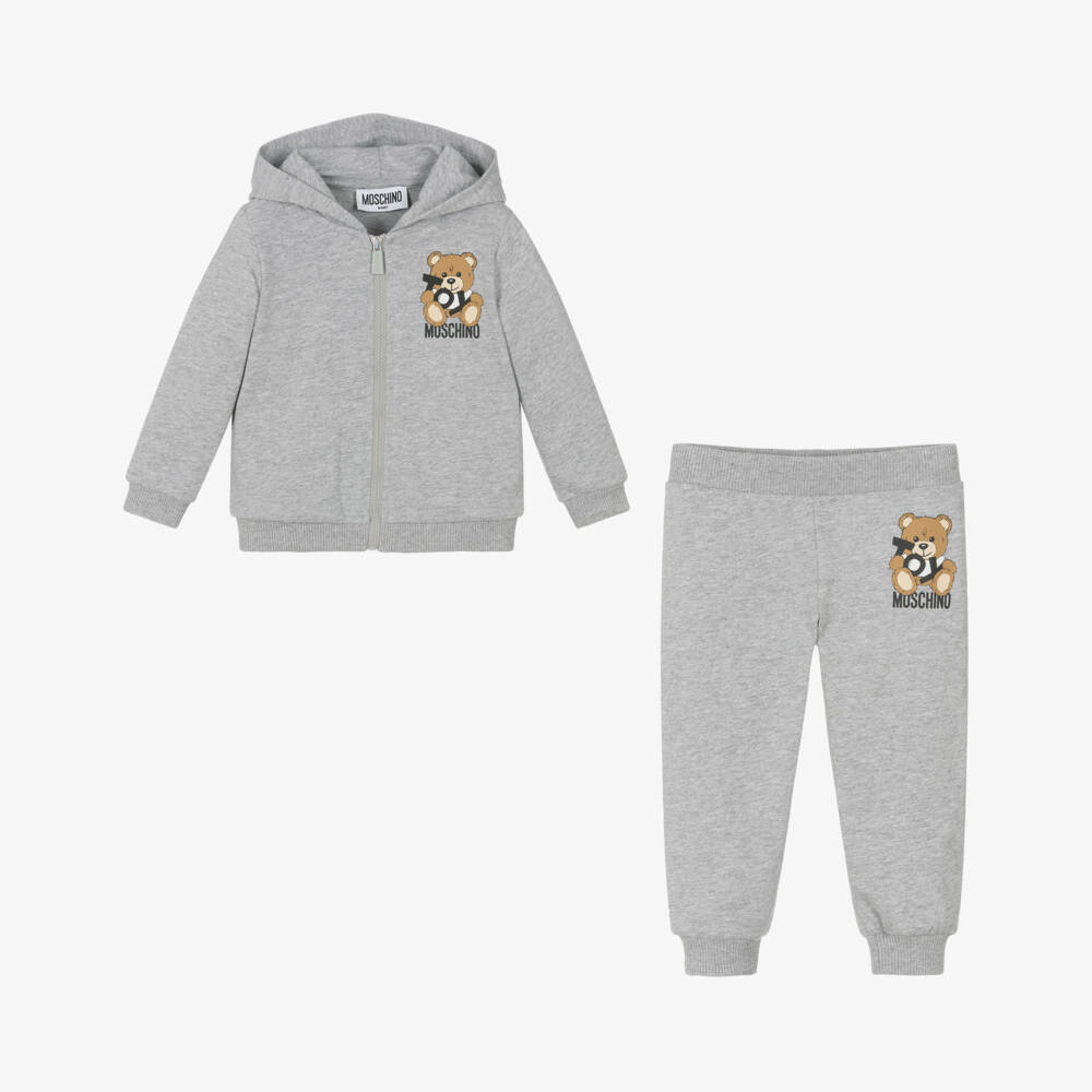 NEW!!   Moschino Grey Cotton Teddy Bear Tracksuit