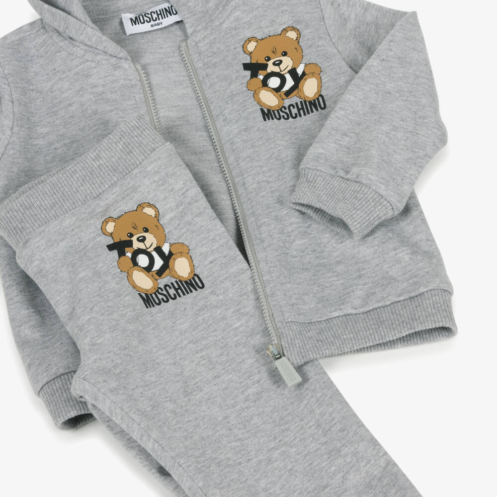 NEW!  Moschino Grey Cotton Teddy Bear Tracksuit