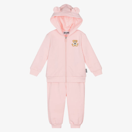 NEW!! Moschino Pink Cotton Teddy Bear Tracksuit