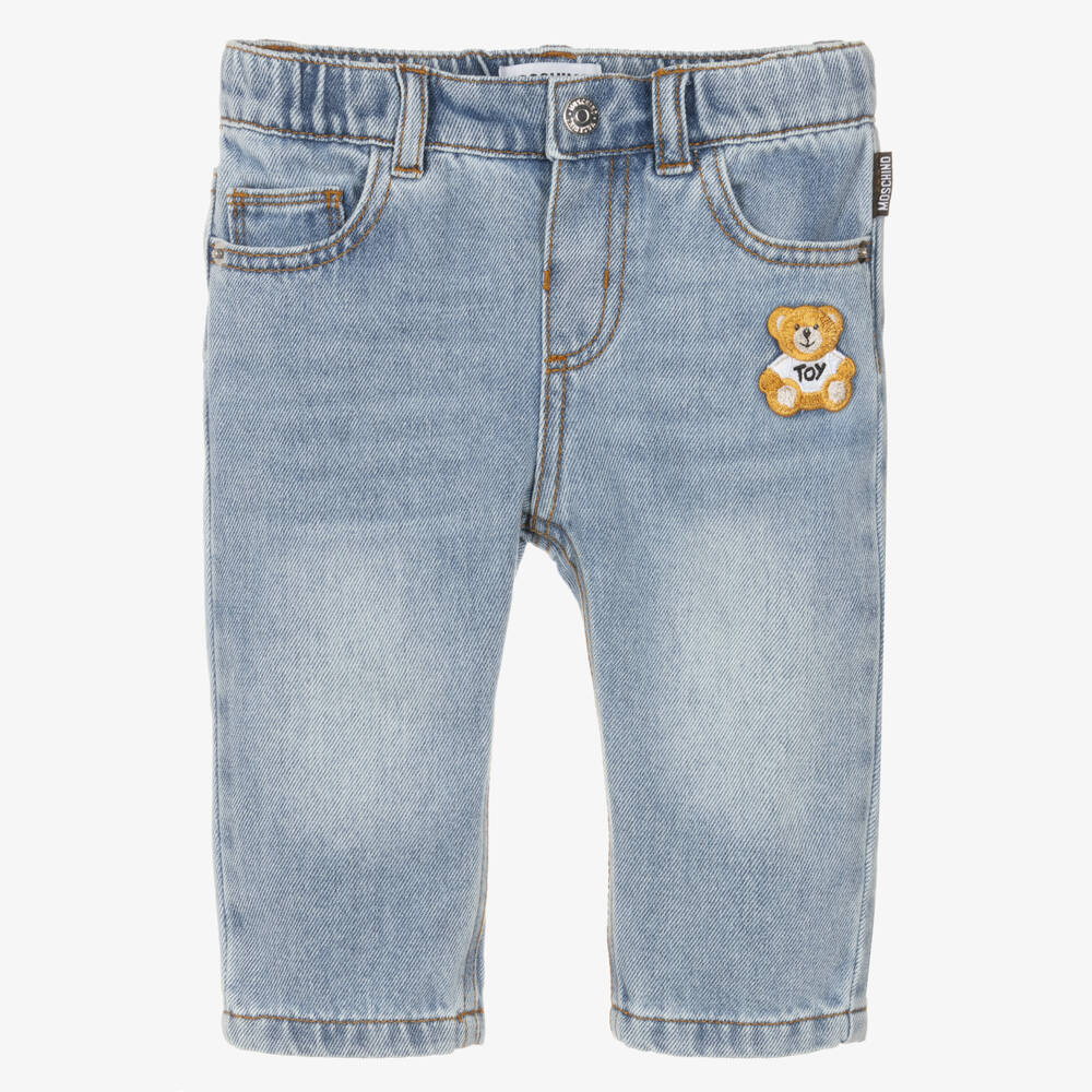 NEW!!  Moschino Washed Blue Denim Teddy Bear Jeans
