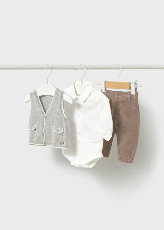 Mayoral - Newborn Boy 3-Piece Set - Frosted Almond