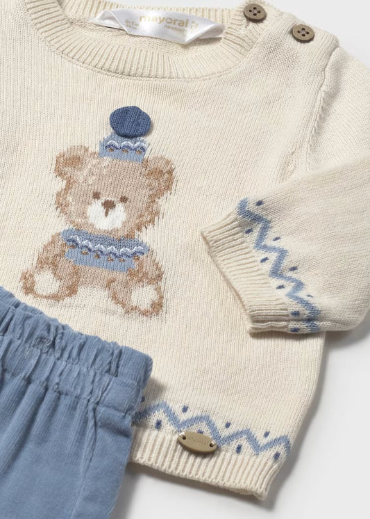 Mayoral - Newborn Boy Sweater & Pants Bear Set