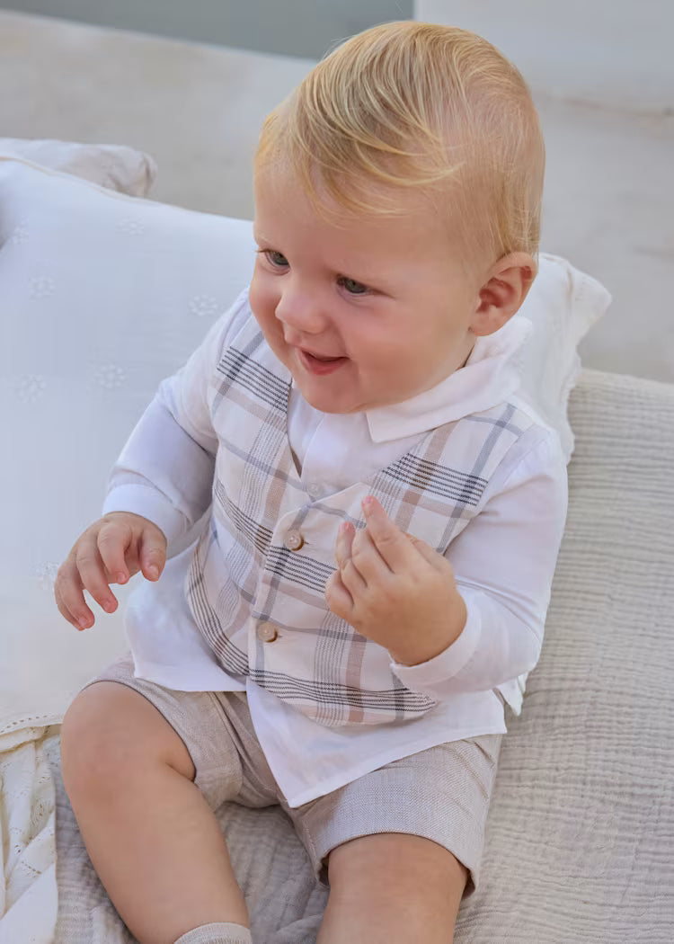 Mayoral - Mayoral Newborn Waistcoat Set - Wheat
