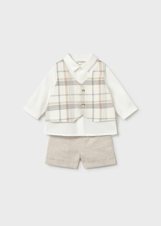 Mayoral - Mayoral Newborn Waistcoat Set - Wheat