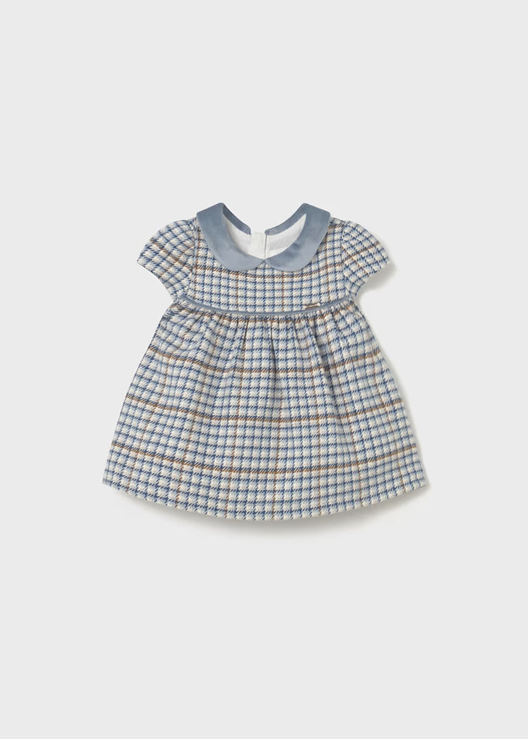 Mayoral - Newborn Girl Plaid Dress - Blue Bell