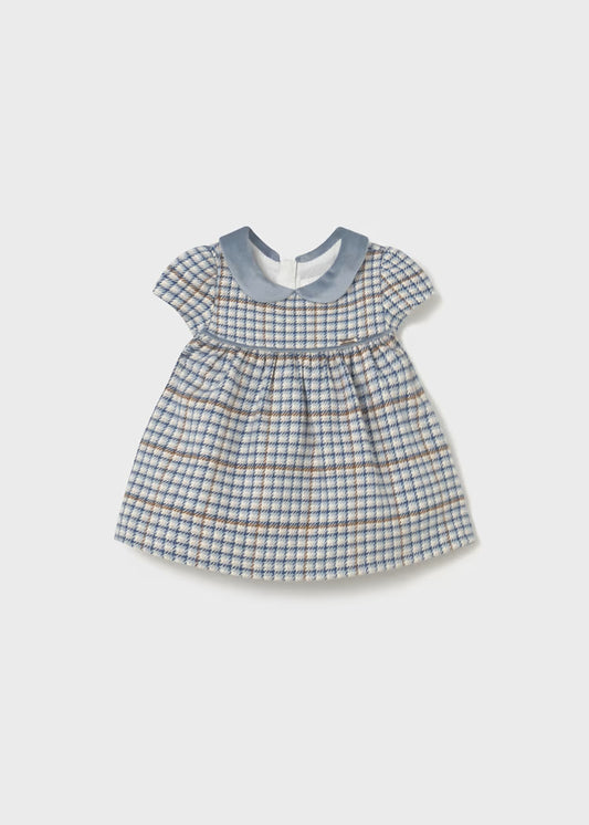 Mayoral - Newborn Girl Plaid Dress - Blue Bell