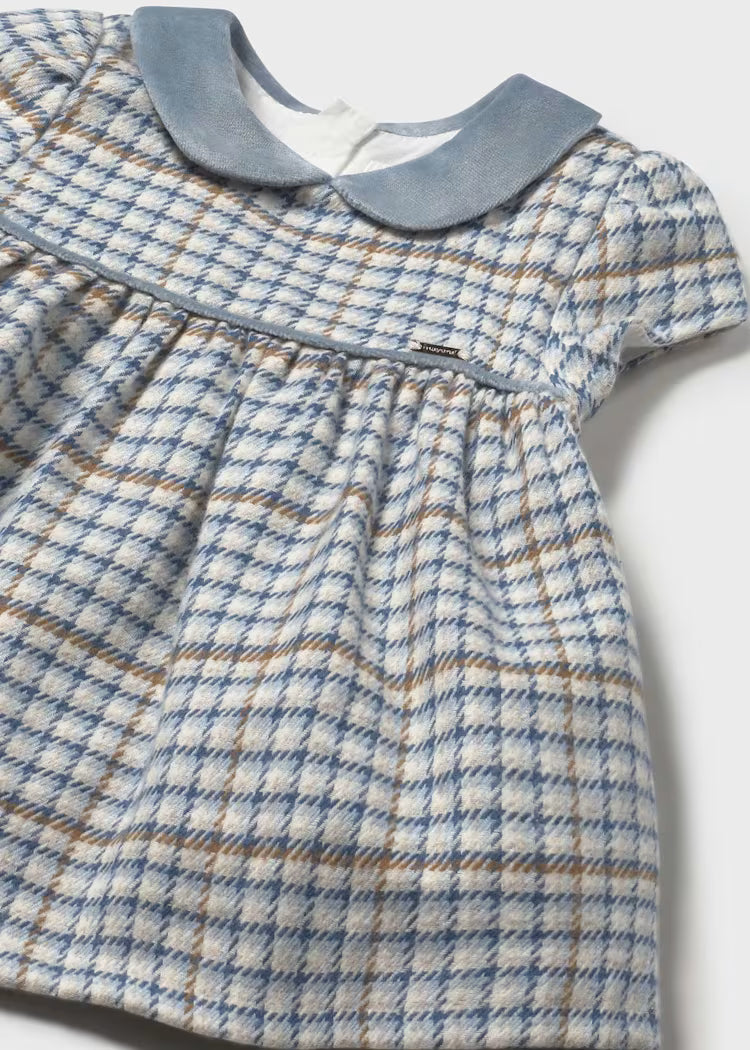Mayoral - Newborn Girl Plaid Dress - Blue Bell
