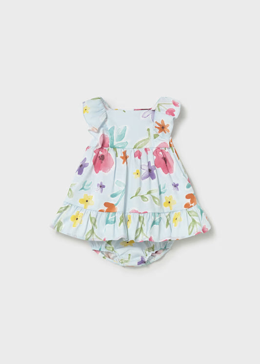 Mayoral - Newborn Girl Printed Dress with Bloomers