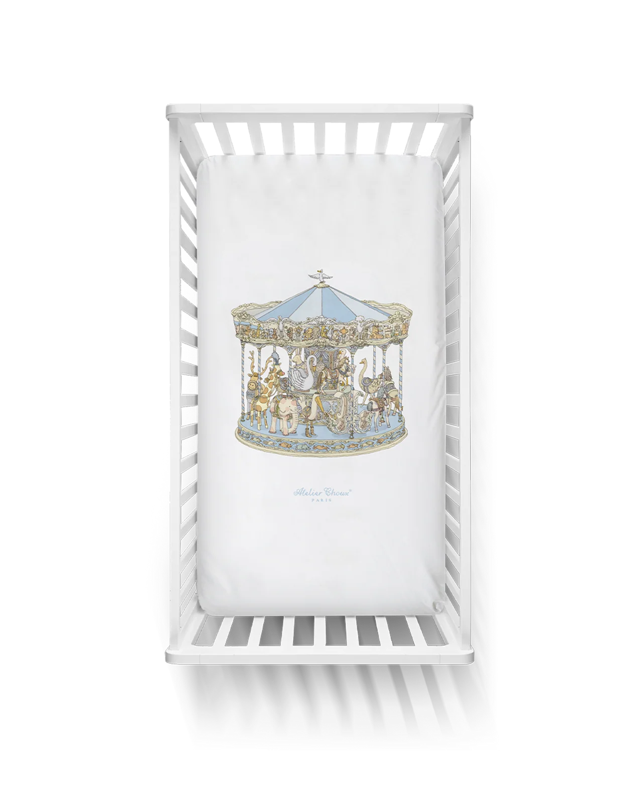 Satin Fitted Sheet - Carousel Blue