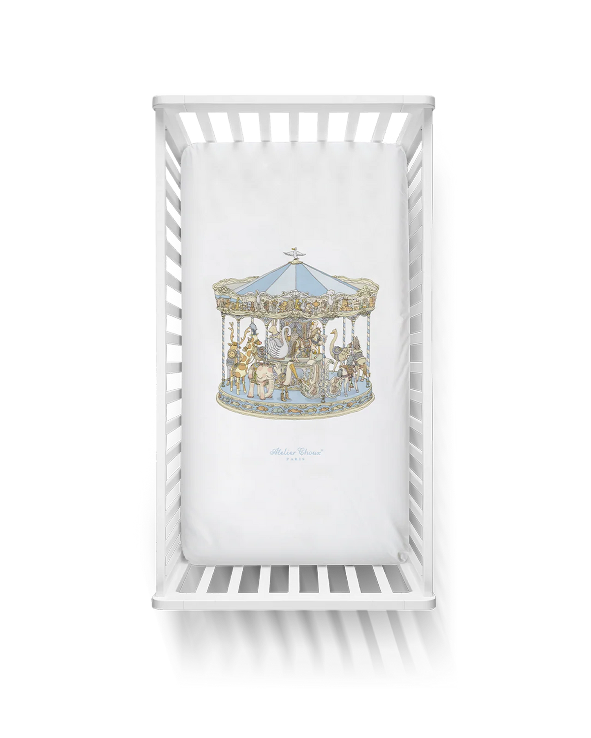 Atelier Choux Satin Fitted Sheet - Carousel Blue