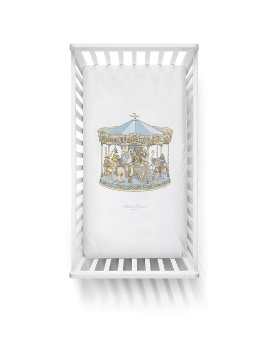 Satin Fitted Sheet - Carousel Blue