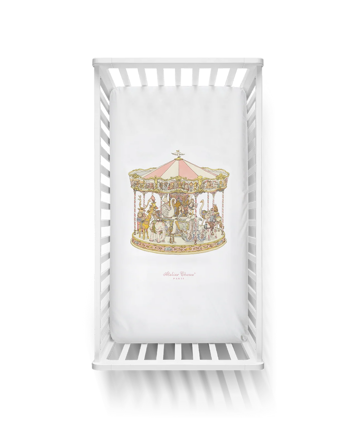 Atelier Choux - Satin Fitted Sheet - Carousel Pink