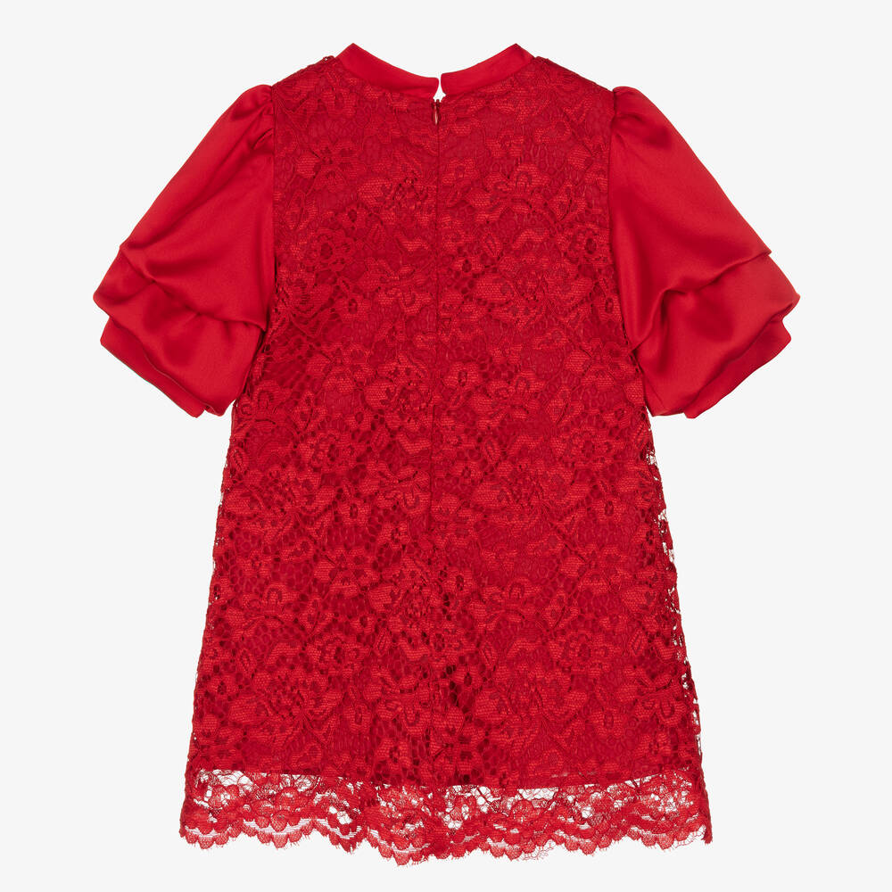 Patachou Girls Red Satin & Lace Dress 12 Y Patachou Girls Red Satin & Lace Dress 12 Y