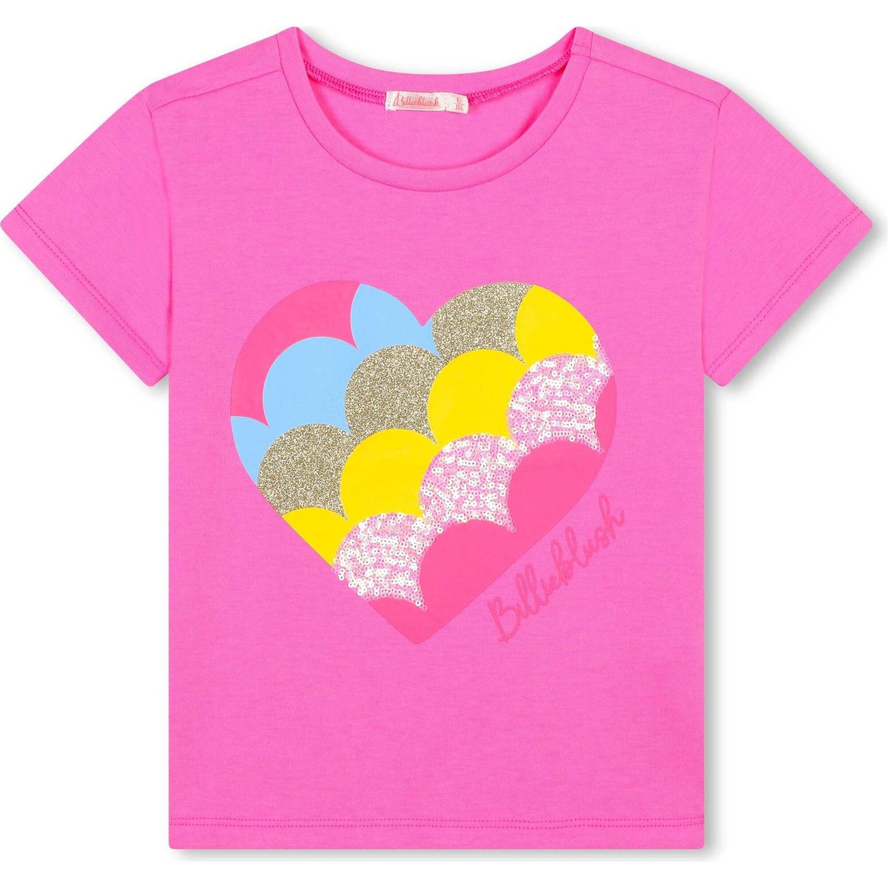 Billieblush Sequin Heart Applique Pink T-Shirt