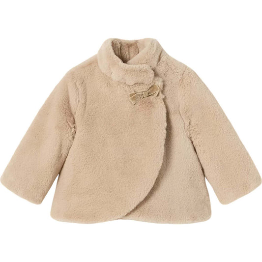 Mayoral - Bow Faux Fur Coat - Gold