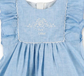 Chloé  Baby Girls Blue Linen Dress with hat