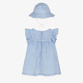 Chloé  Baby Girls Blue Linen Dress with hat