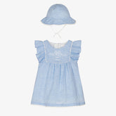 Chloé  Baby Girls Blue Linen Dress with hat